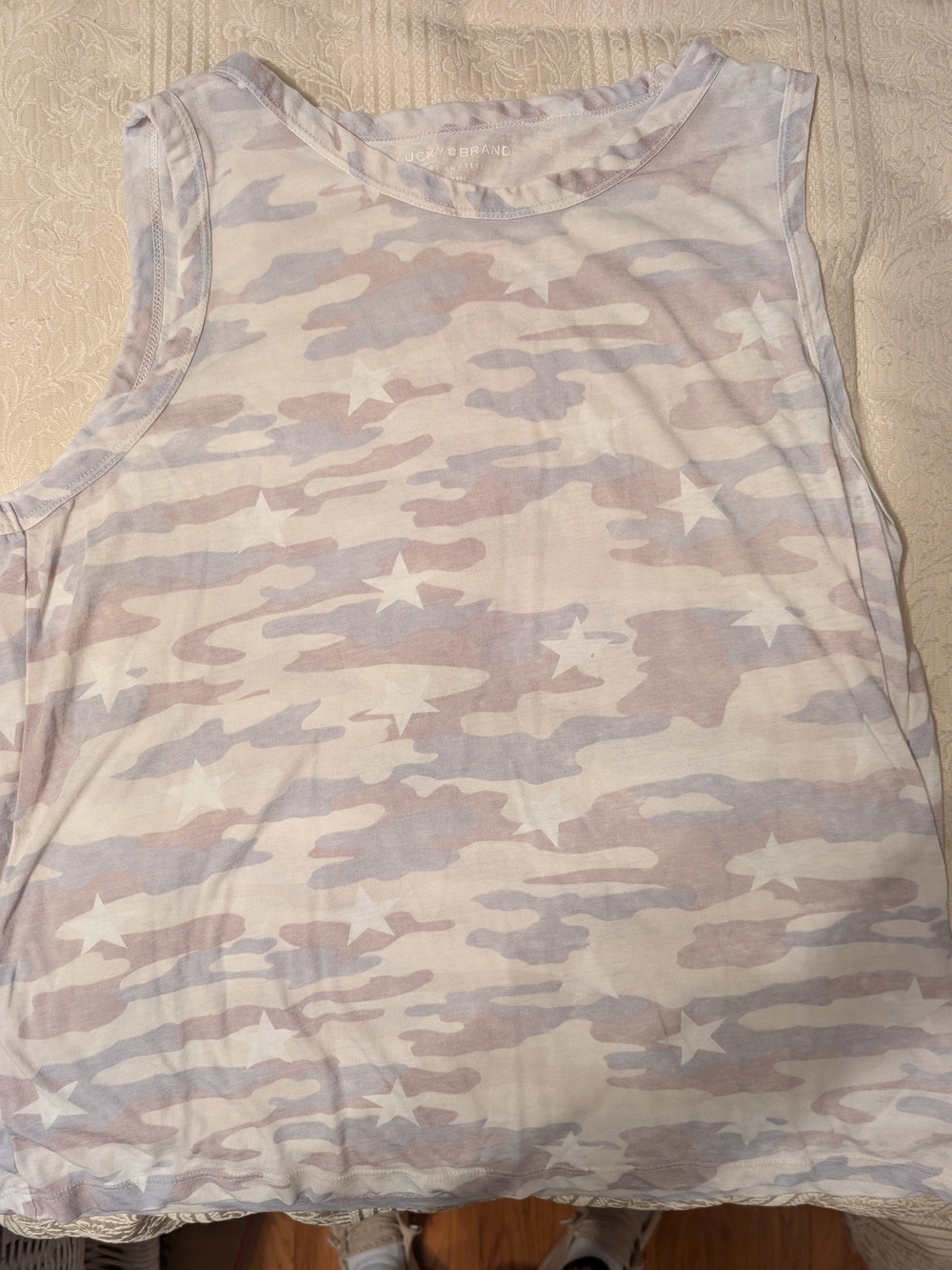 Lucky Brand Pastel Camo & Star Sleeveless Tank - Lavender Pink